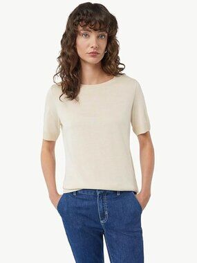Light Cream Short-Sleeve Crewneck Sweater EU size 46 measurements